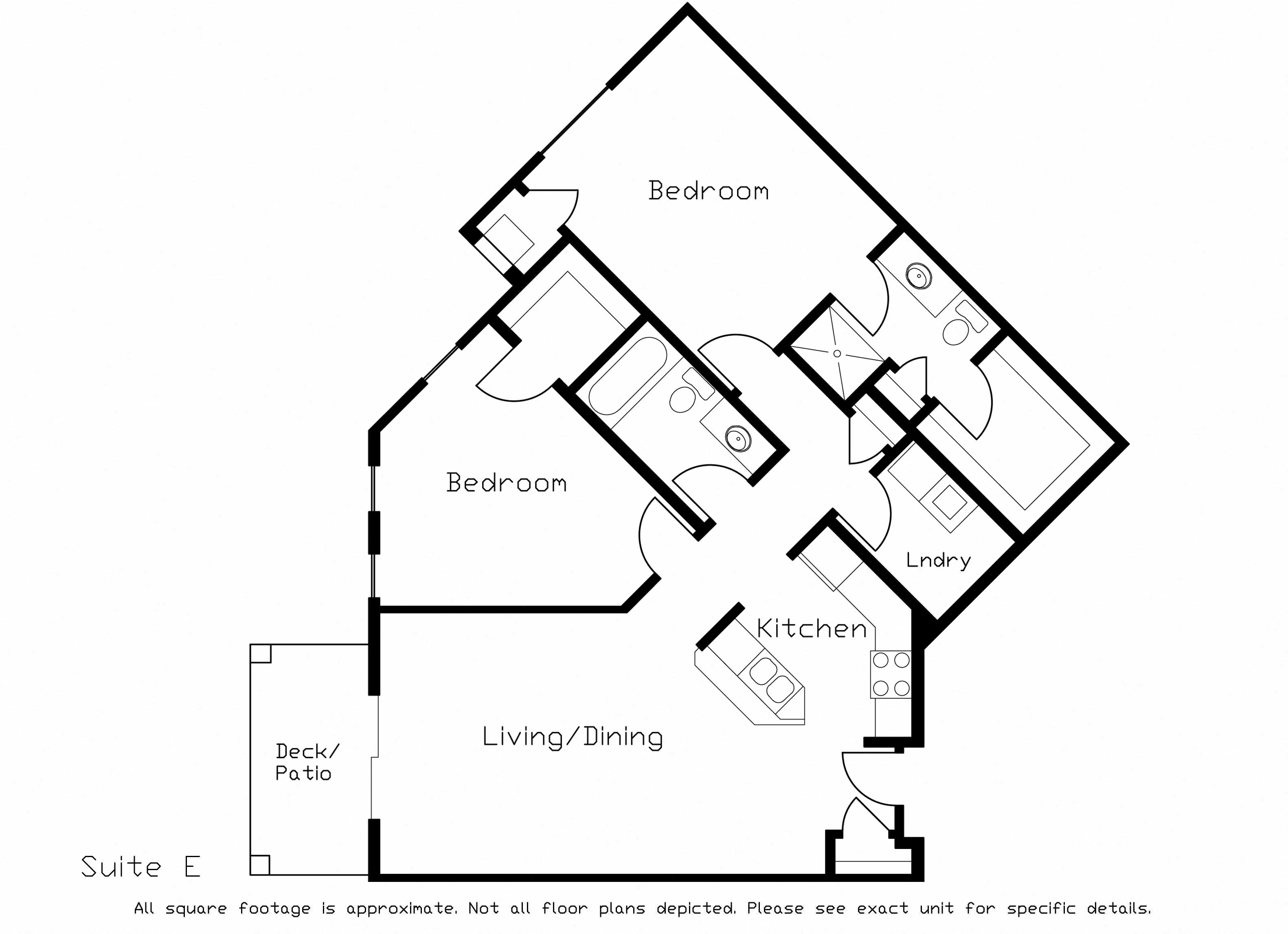 Floor plan for 2 beds, 2 baths, 1134 sqft